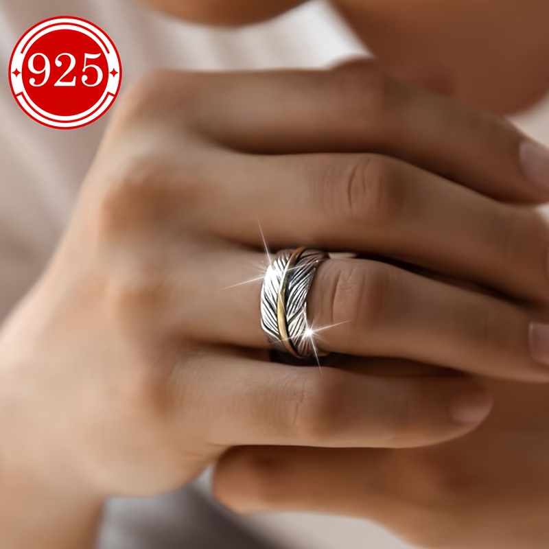 925 Silver Leaf Ring for Women, Vintage High Index Finger Tail Ring